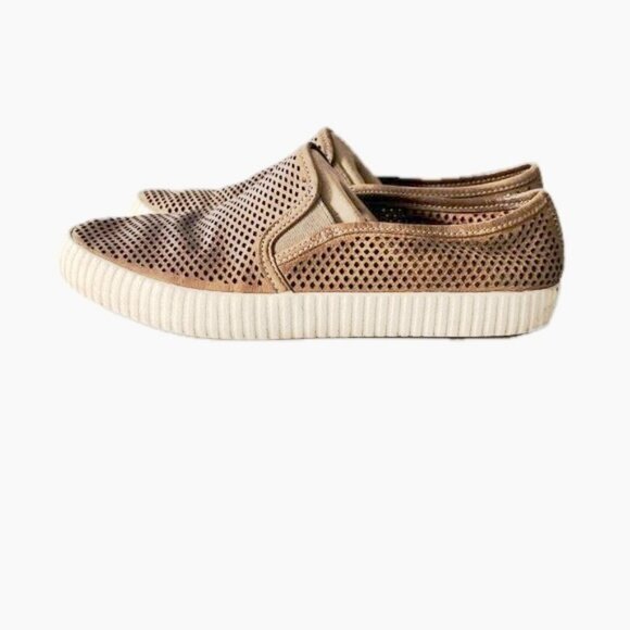FRYE Slip-on Leather Sneakers Flats Light Brown White Soles Comfortable Sz 8 - Picture 5 of 9